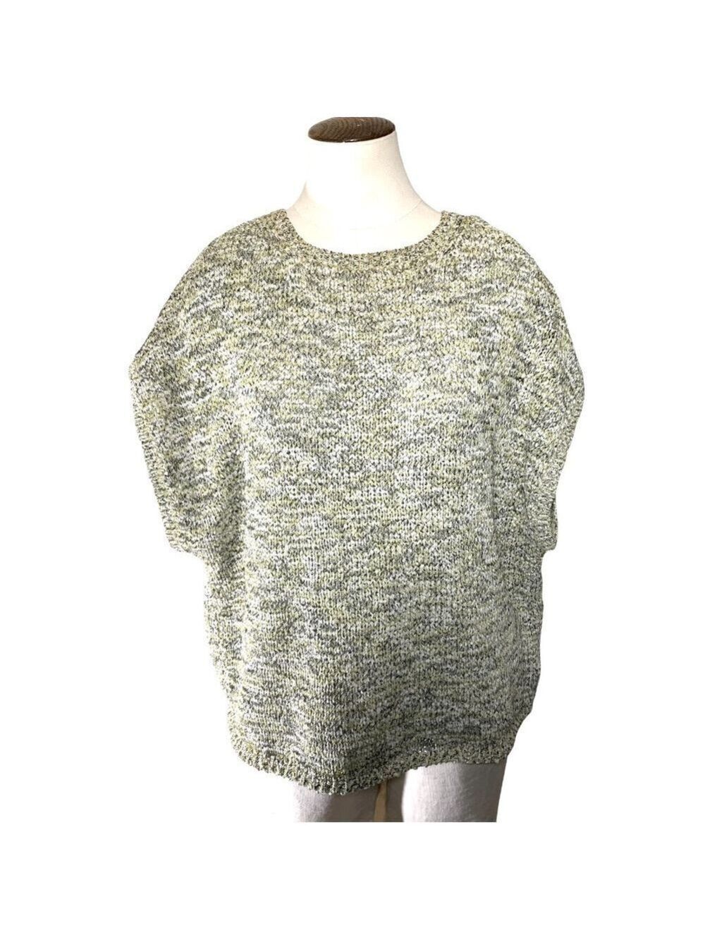 H & M knit stretchy comfy neutral tones oversized top short sleeves size medium